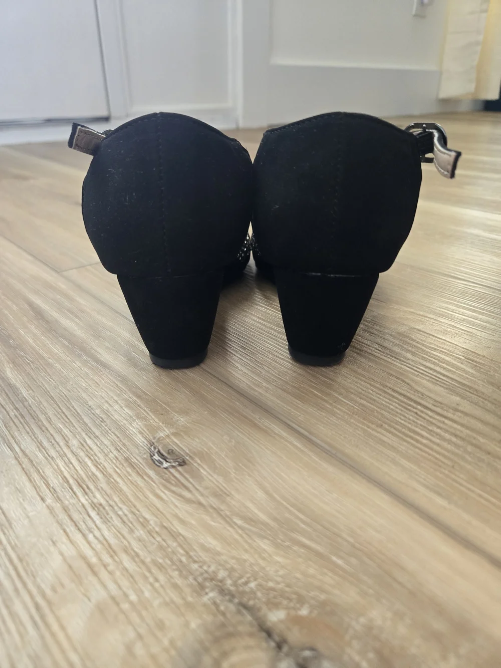Link Black Studded Ankle-Strap Wedge Shoes